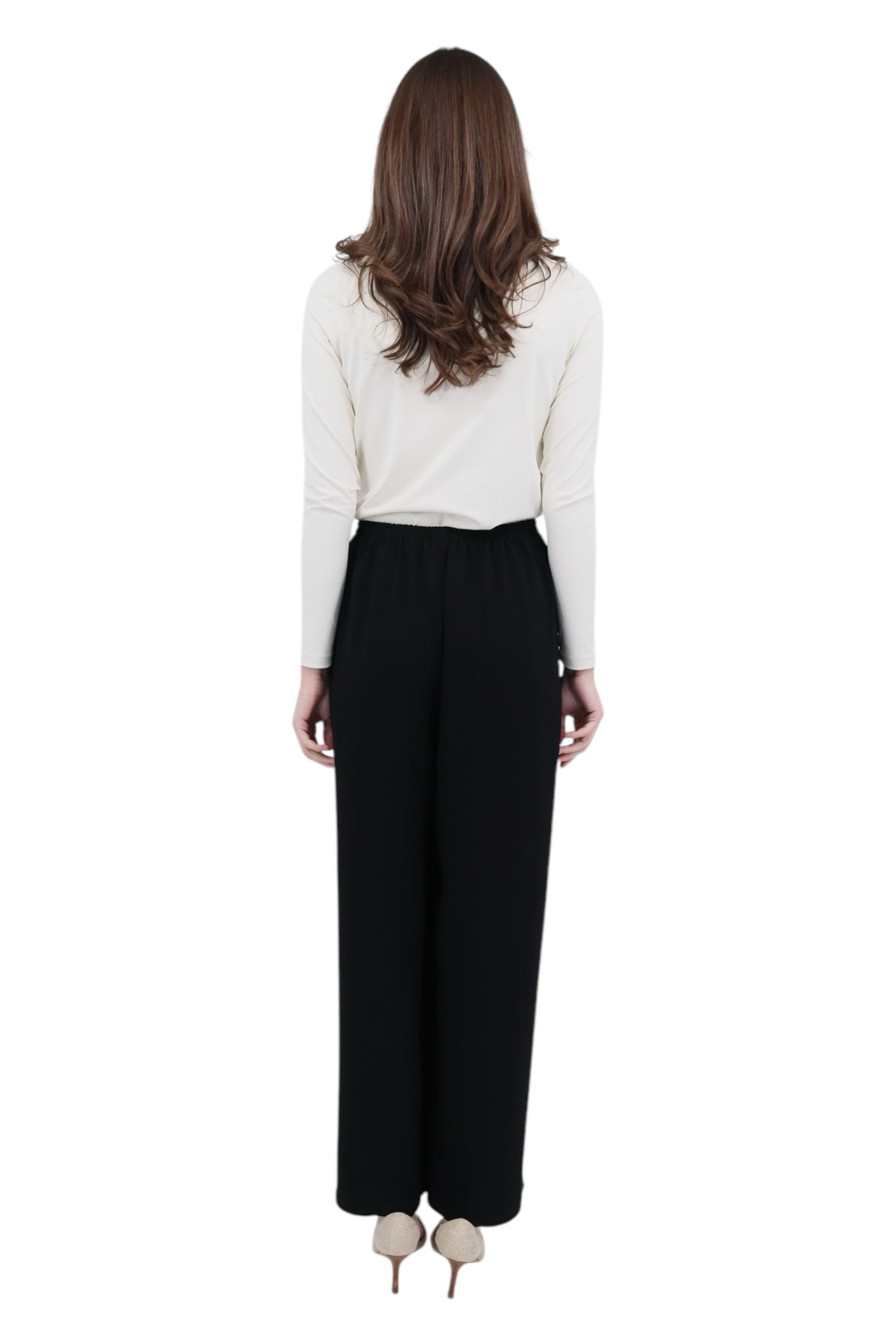 Matte Crepe Wide Leg Pant in Black