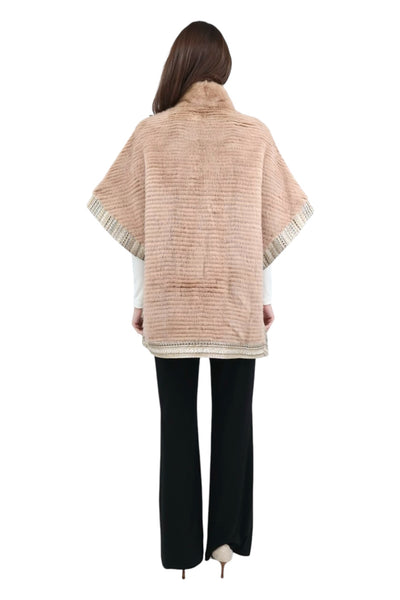 Novelty Mink Poncho in Irish Cream