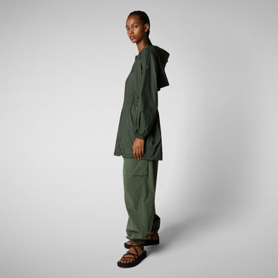 Fleur Hooded Water Repellent Jacket in Thyme Green