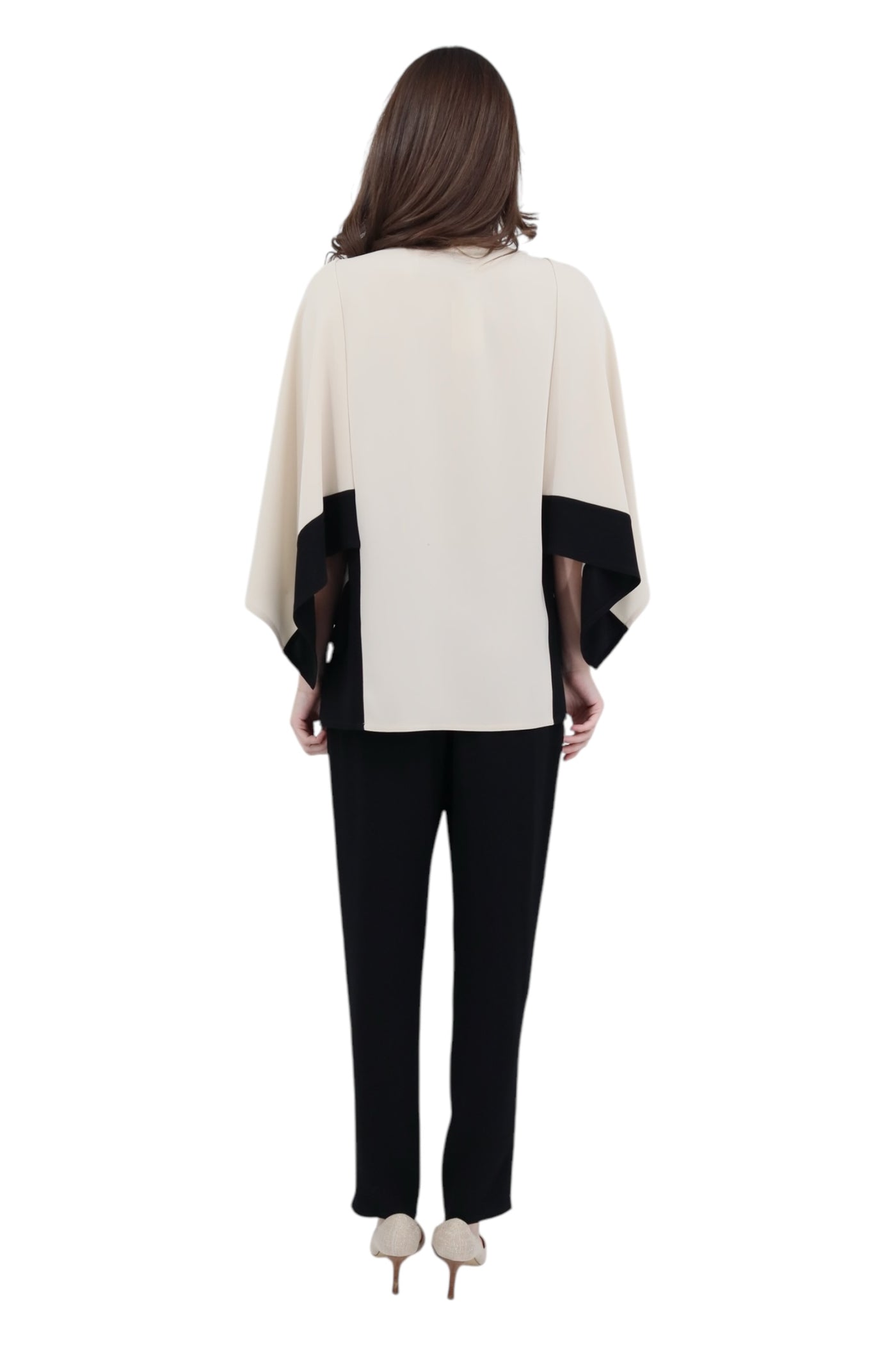 Matte Crepe Blouse in Pearl/Black