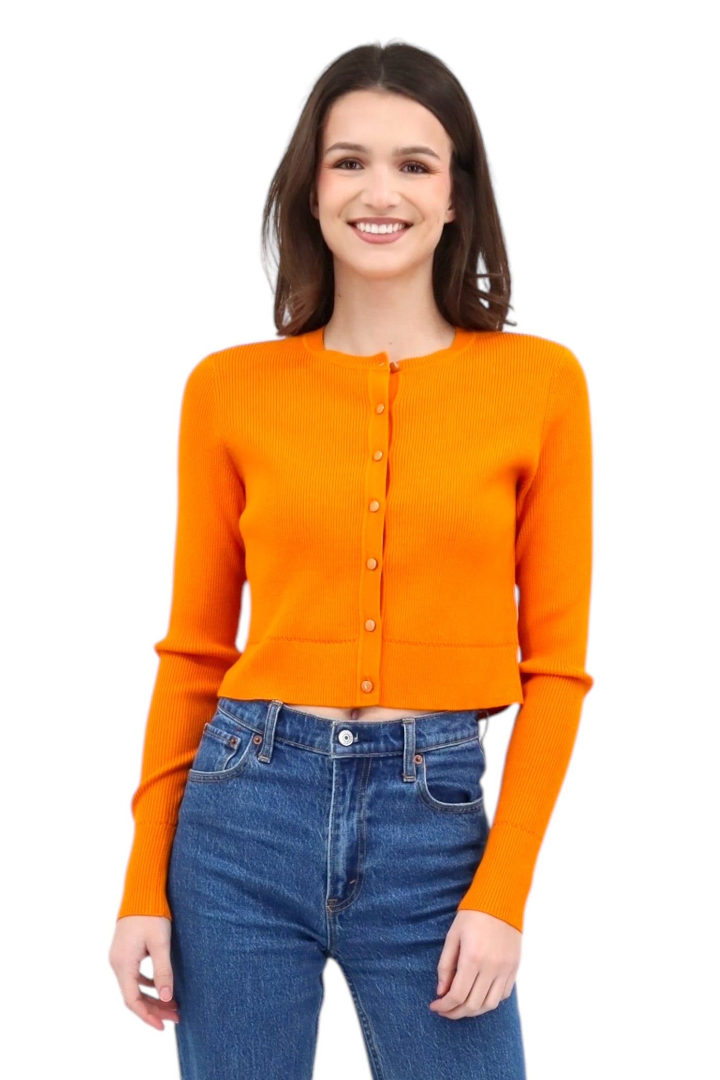 Zoe Classic Cropped Cardigan in Mango