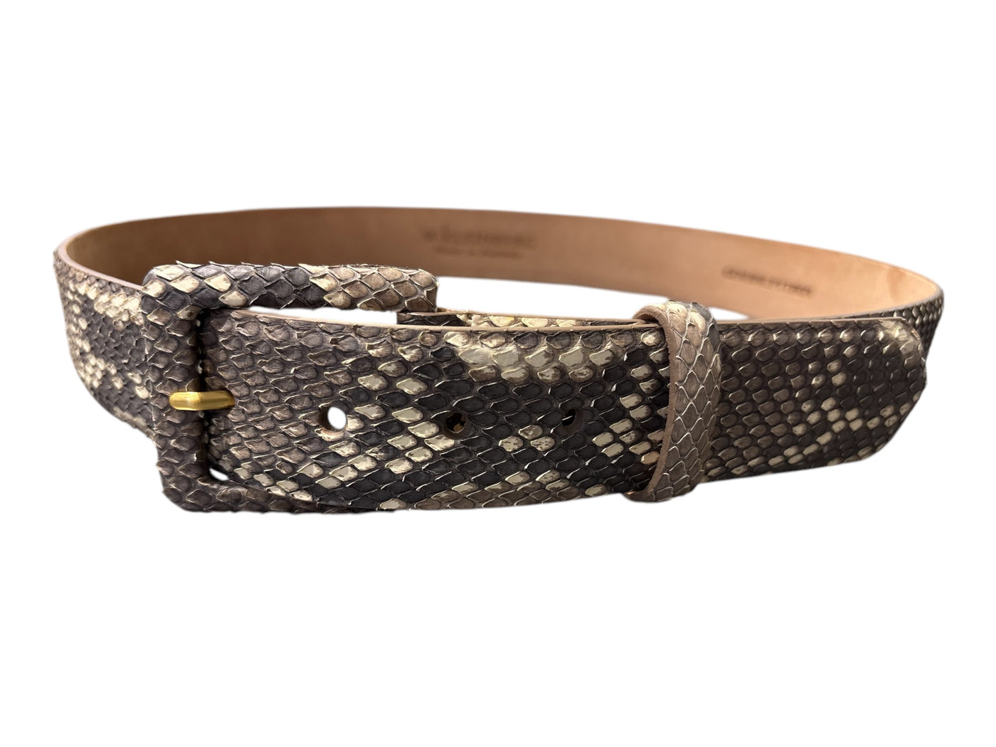 Python Belt with Covered Buckle in Taupe