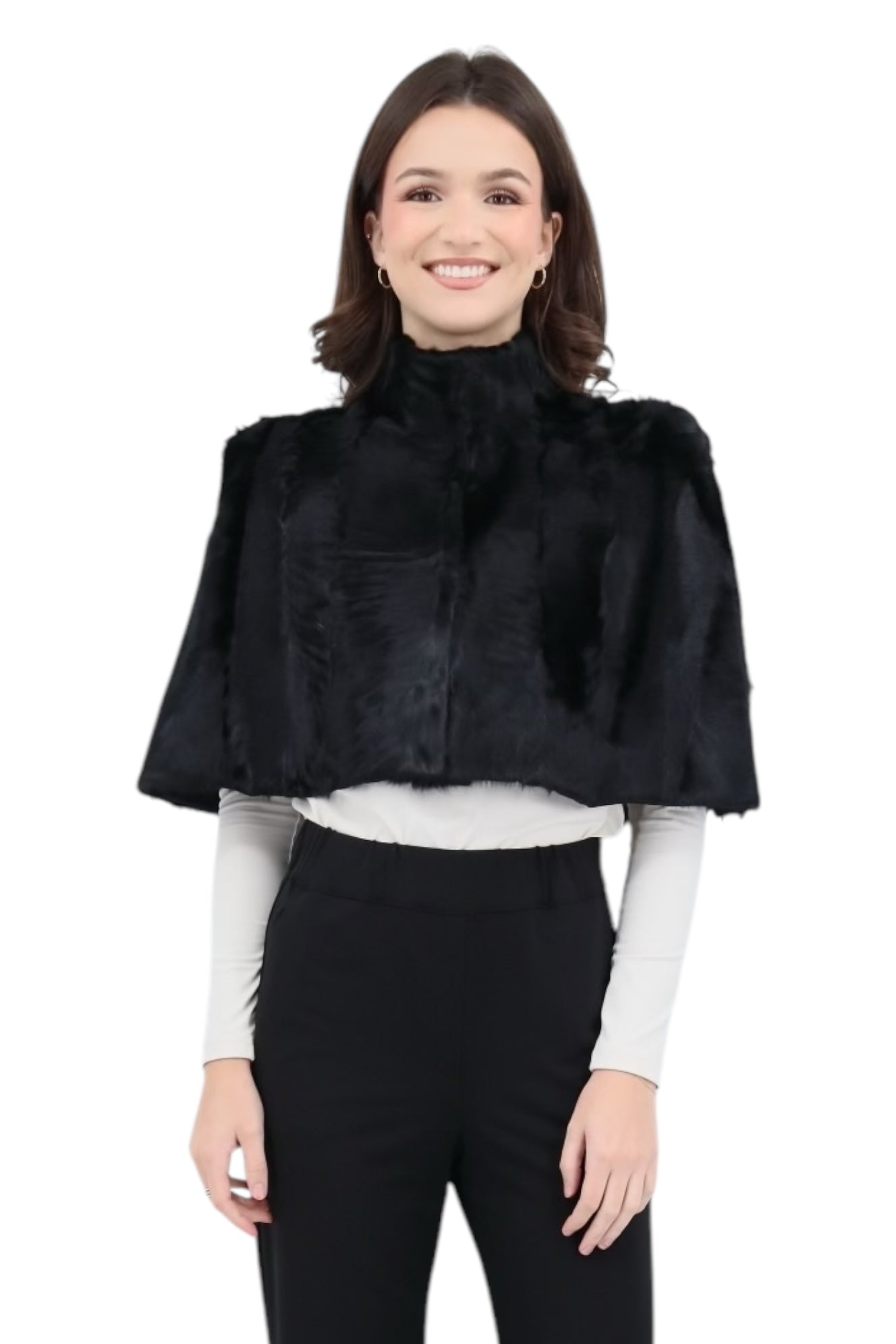 Pointed Shoulder Bolero in Black