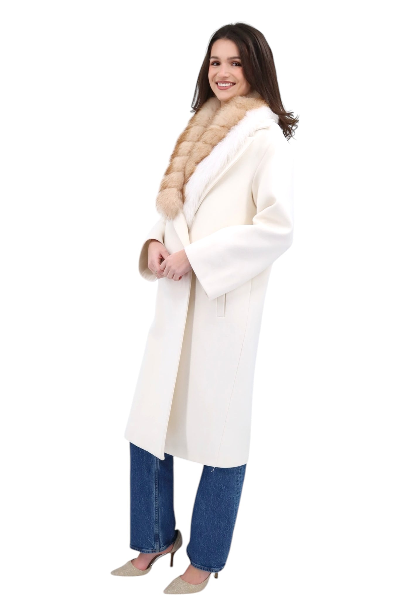 Fur Collar Coat in Winter White