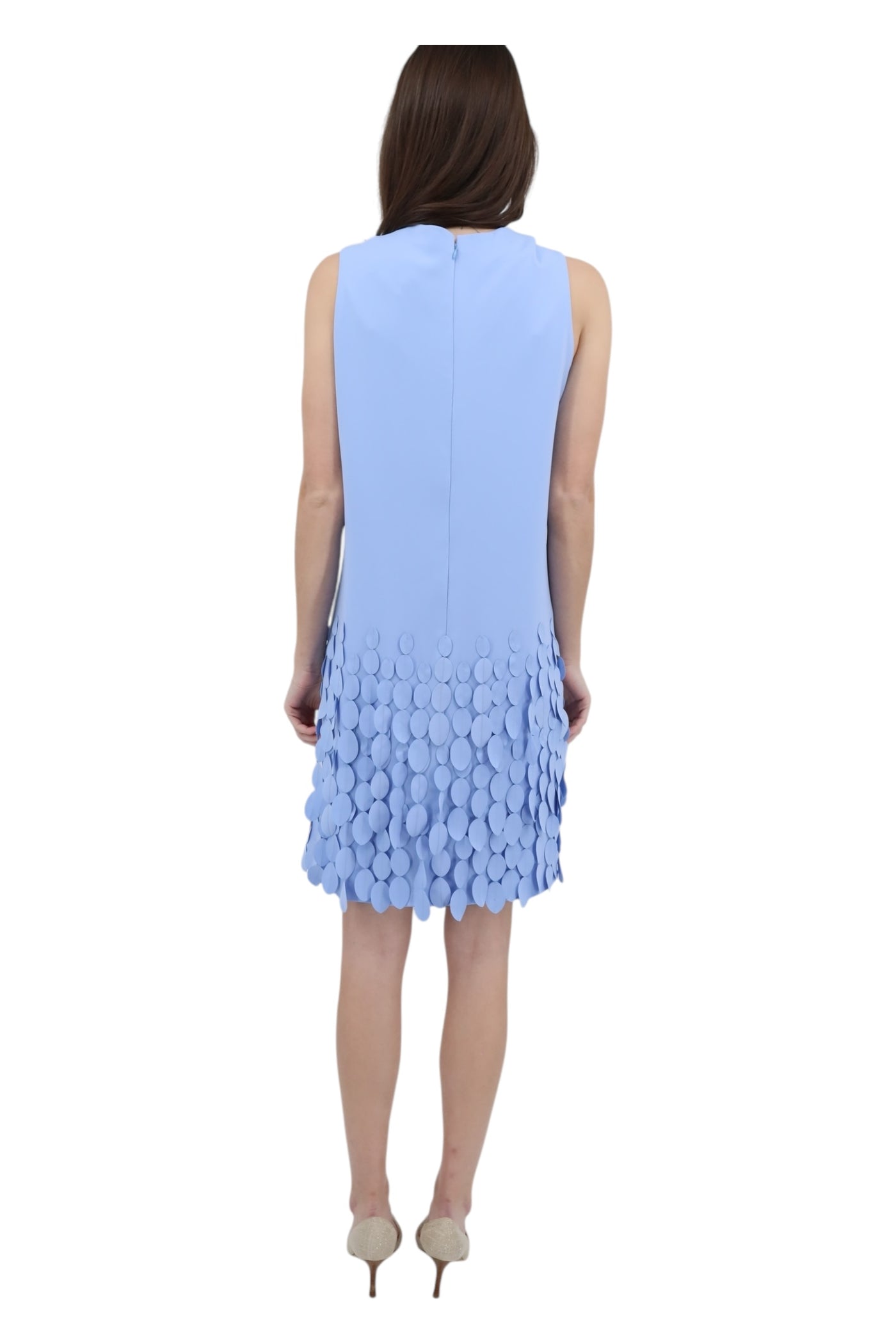 Jewel Neck Arak Sheath with Mini Disc Hem in Periwinkle