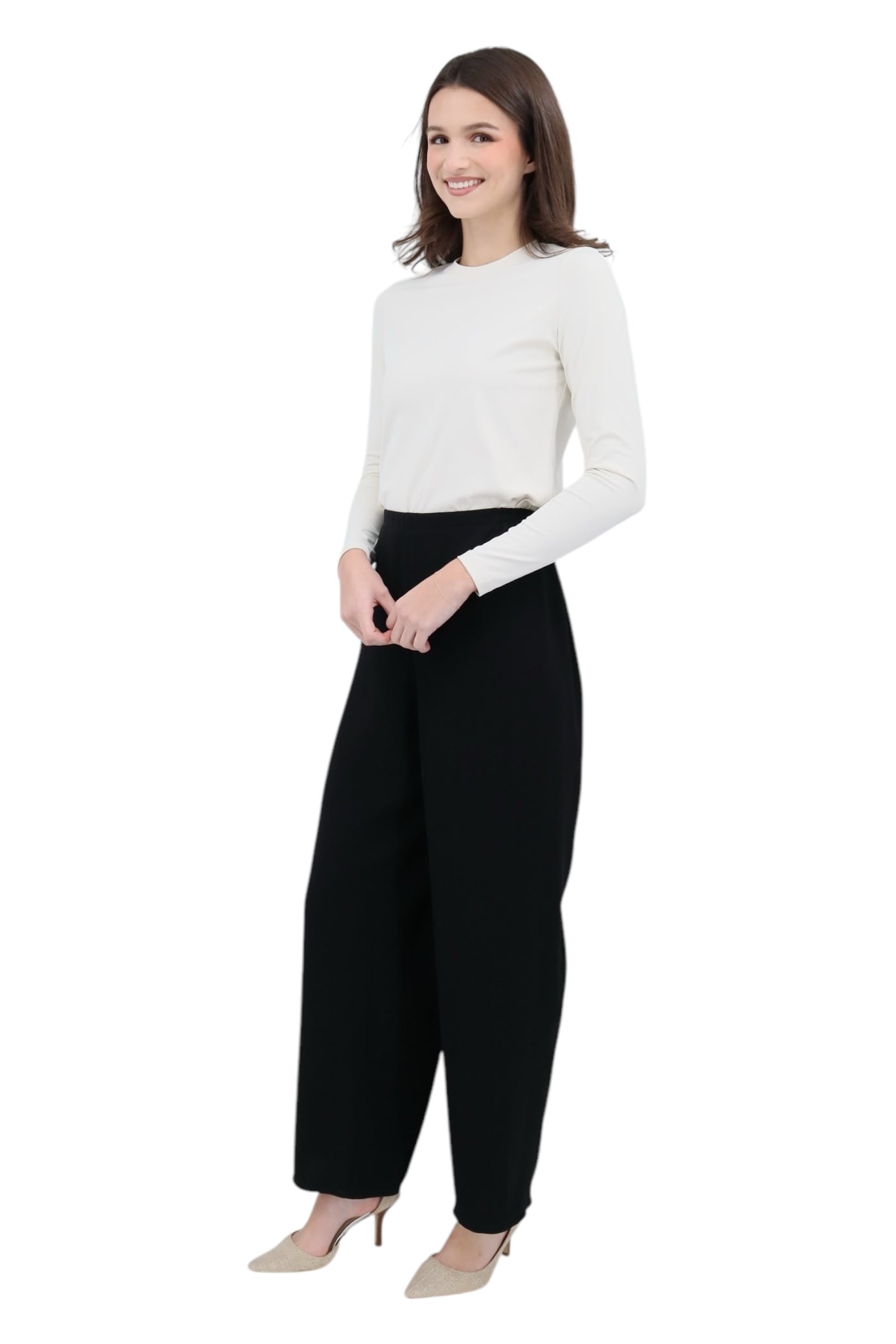 Matte Crepe Wide Leg Pant in Black