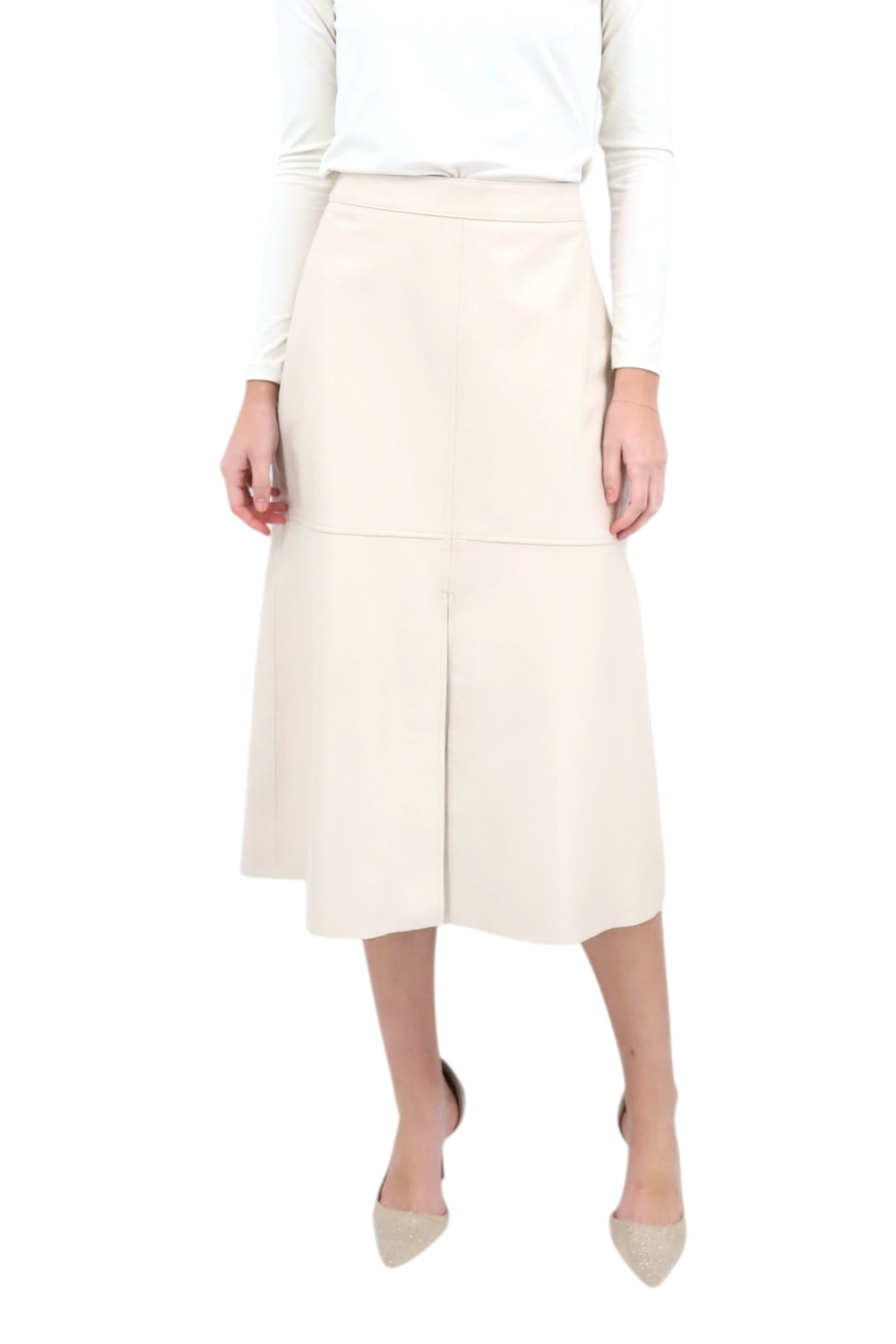 A-Line Midi Skirt in Bone