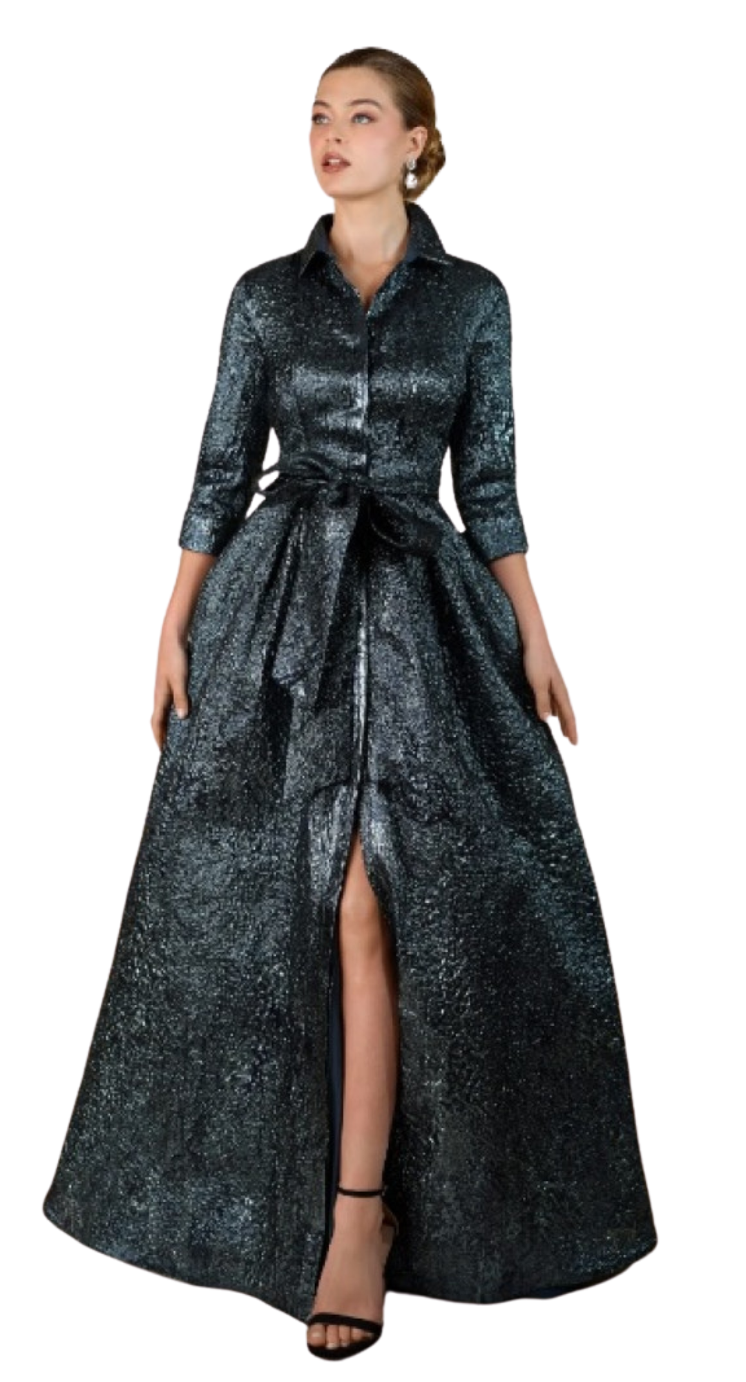 Shirt Collar Gown in Midnight