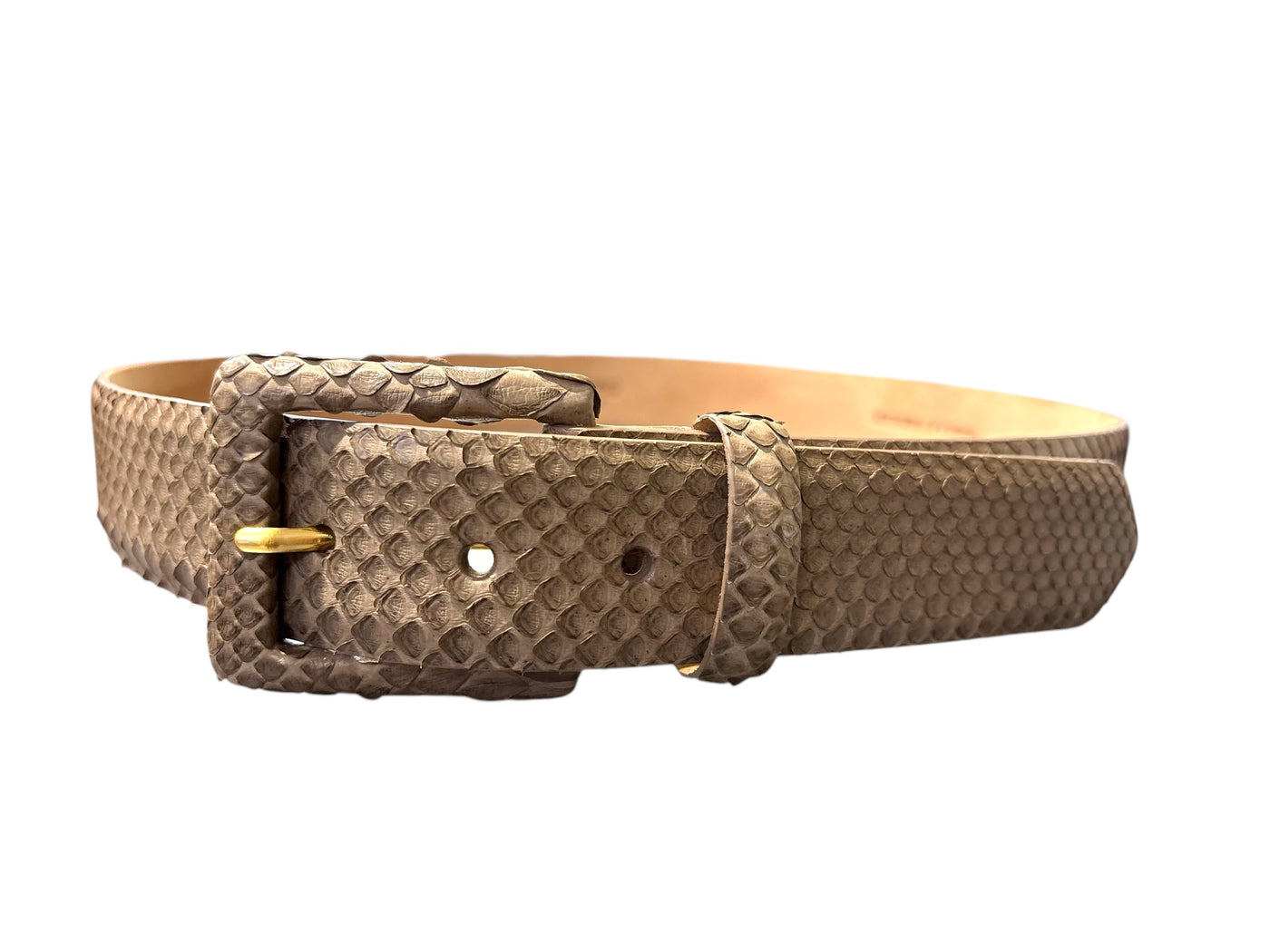 Python Belt with Covered Buckle in Matte Mink