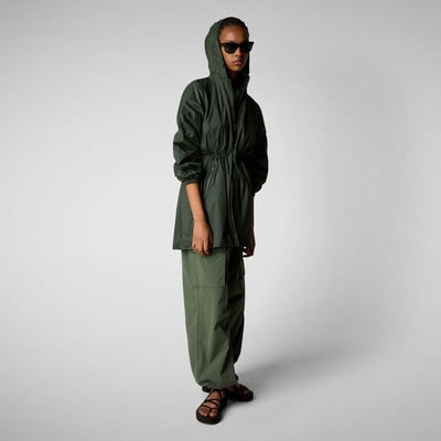 Fleur Hooded Water Repellent Jacket in Thyme Green