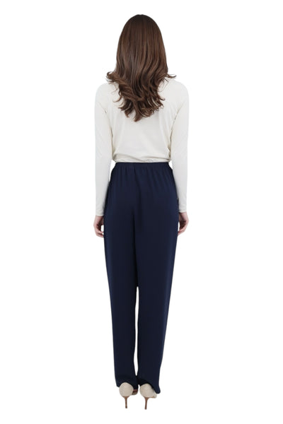 Supernova Matte Crepe Elastic Waist Cigarette Pant Navy