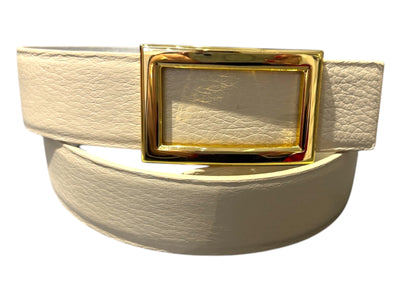 Reversible Pebbled Calf Belt in White/Bone