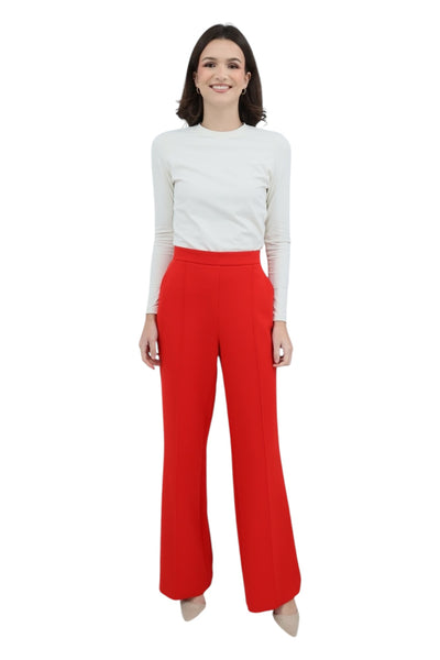 Pintuck Wide Leg Pant in Red