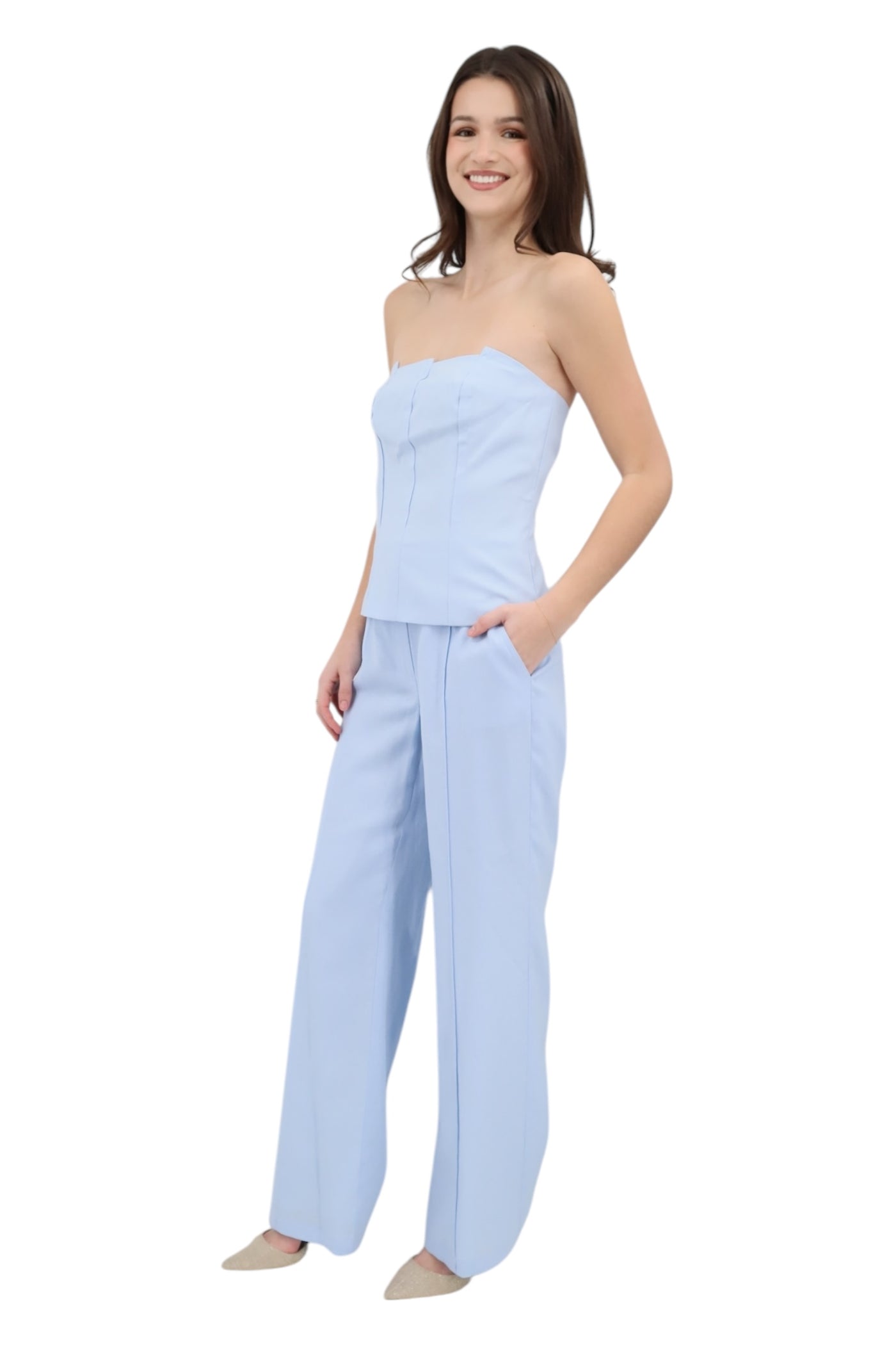 Wide Leg Pant in Ice Blue