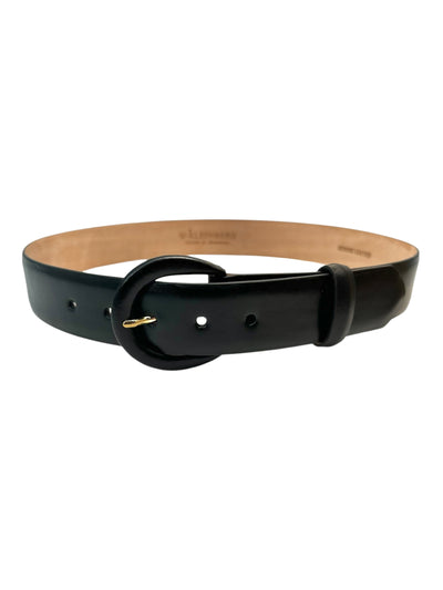 Monte Carlo Calf Belt with Covered Buckle in Black