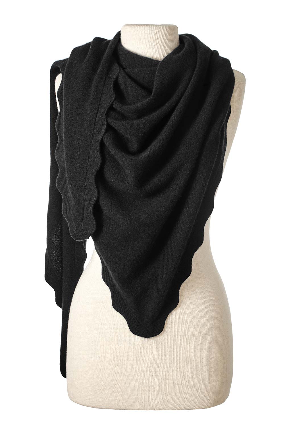 Ruffle Triangle Wrap in Black