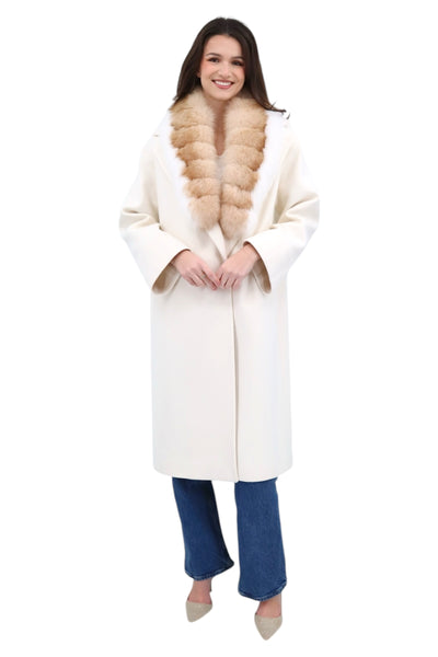 Fur Collar Coat in Winter White