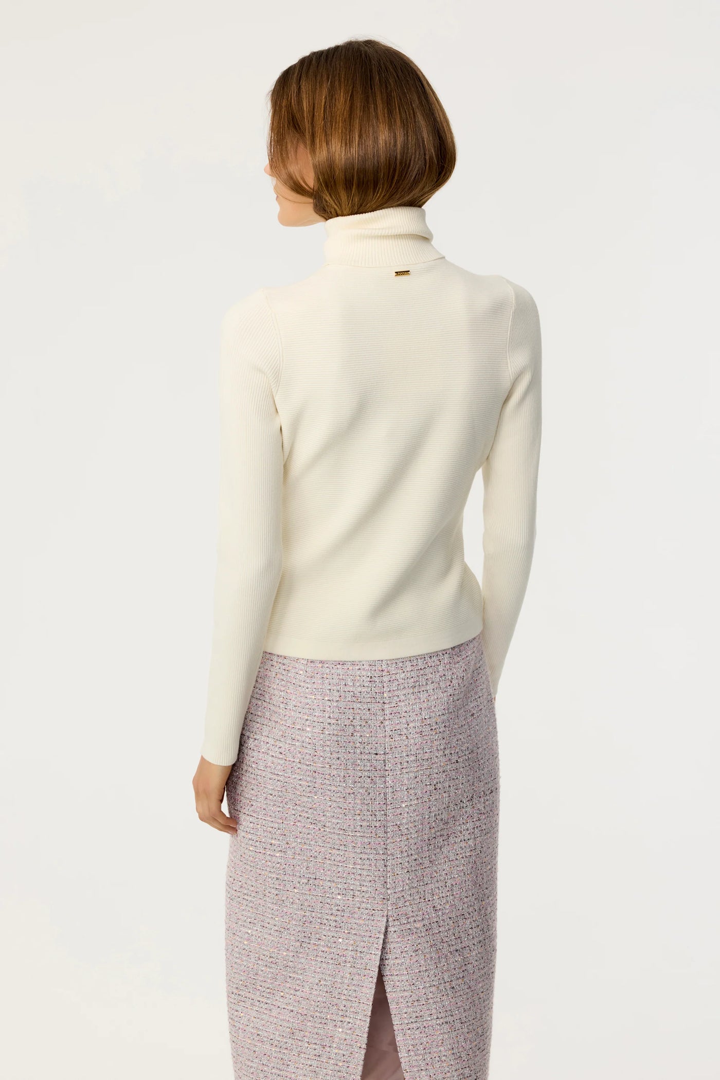 Brielle Long Sleeve Tie-Front Turtleneck in Ivory