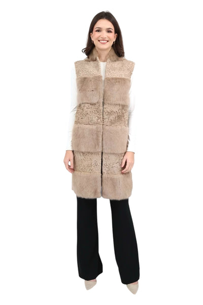 Vest w/ Mink & Karakul Lamb in Irish Cream