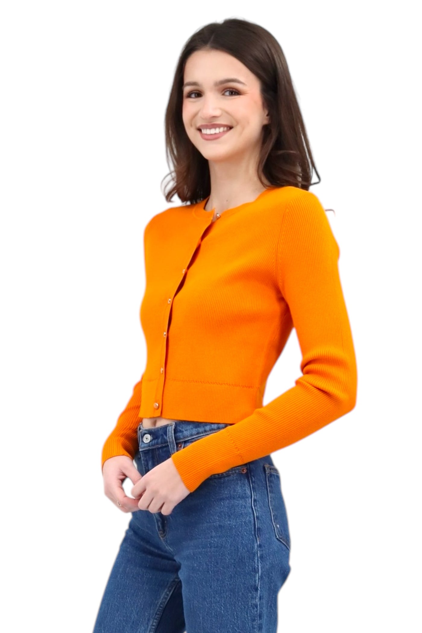 Zoe Classic Cropped Cardigan in Mango