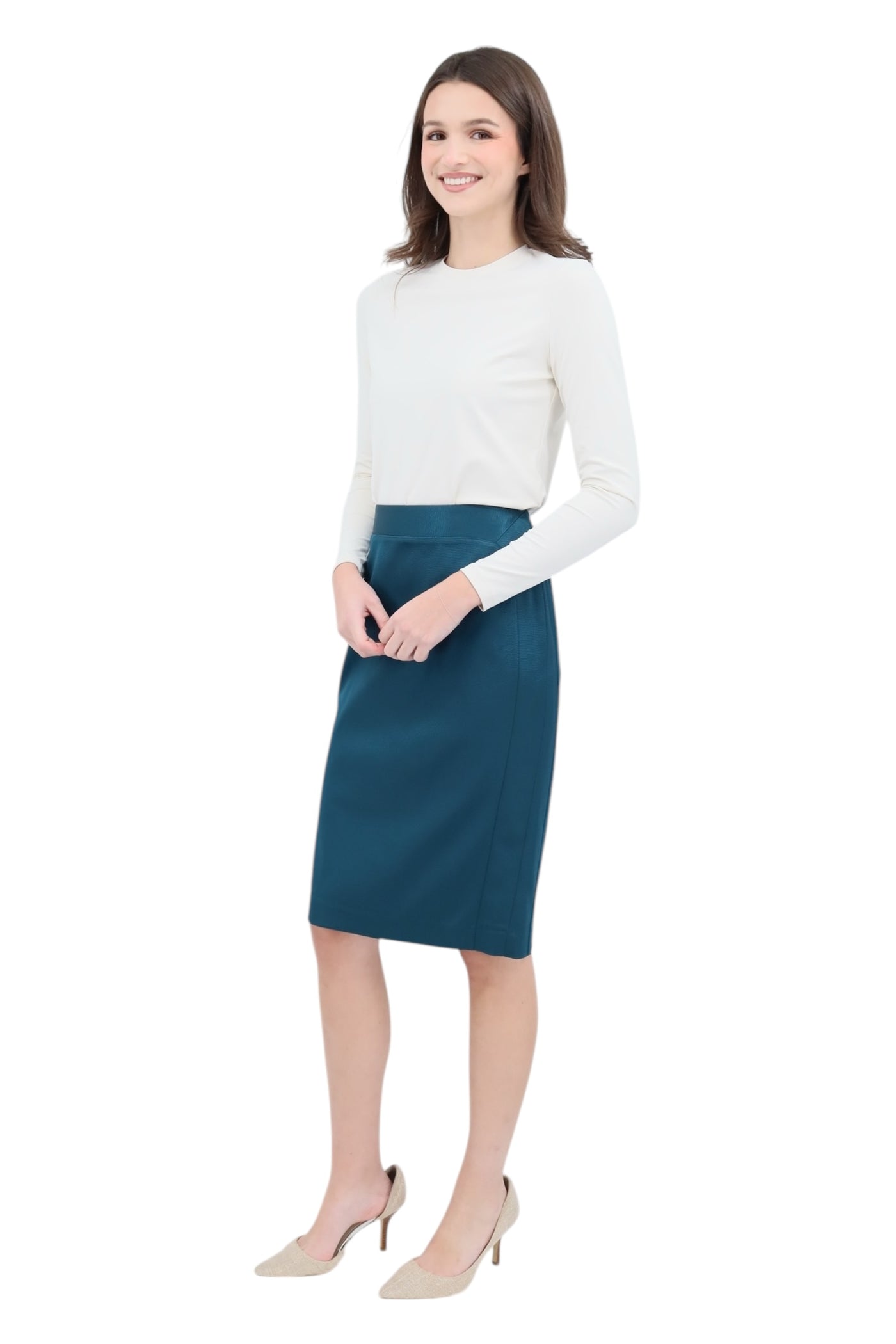 Stretch Faille Skirt in Spruce