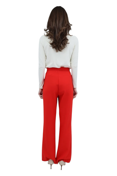 Pintuck Wide Leg Pant in Red