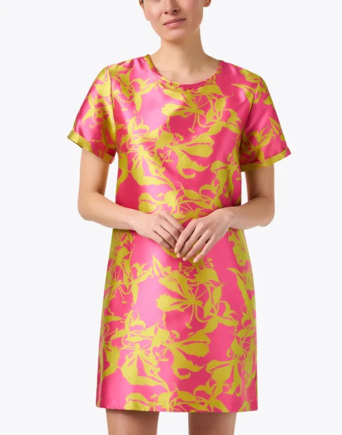 Shawn Jacquard Shift Dress in Pink/Citron