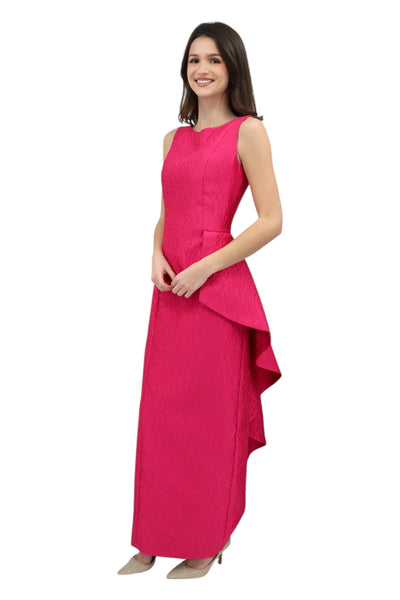 Cloque Peplum Gown in Pink