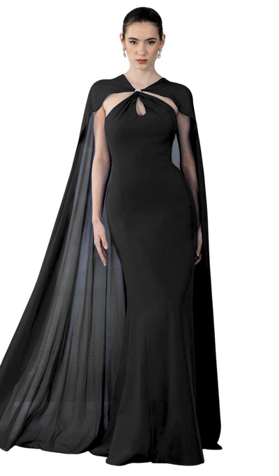 Cascading Sash Gown in Black