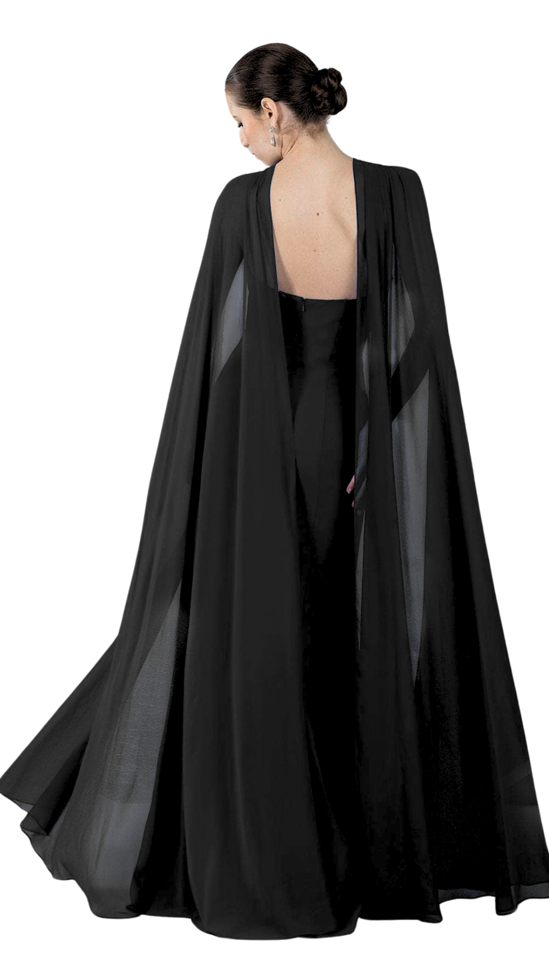 Cascading Sash Gown in Black