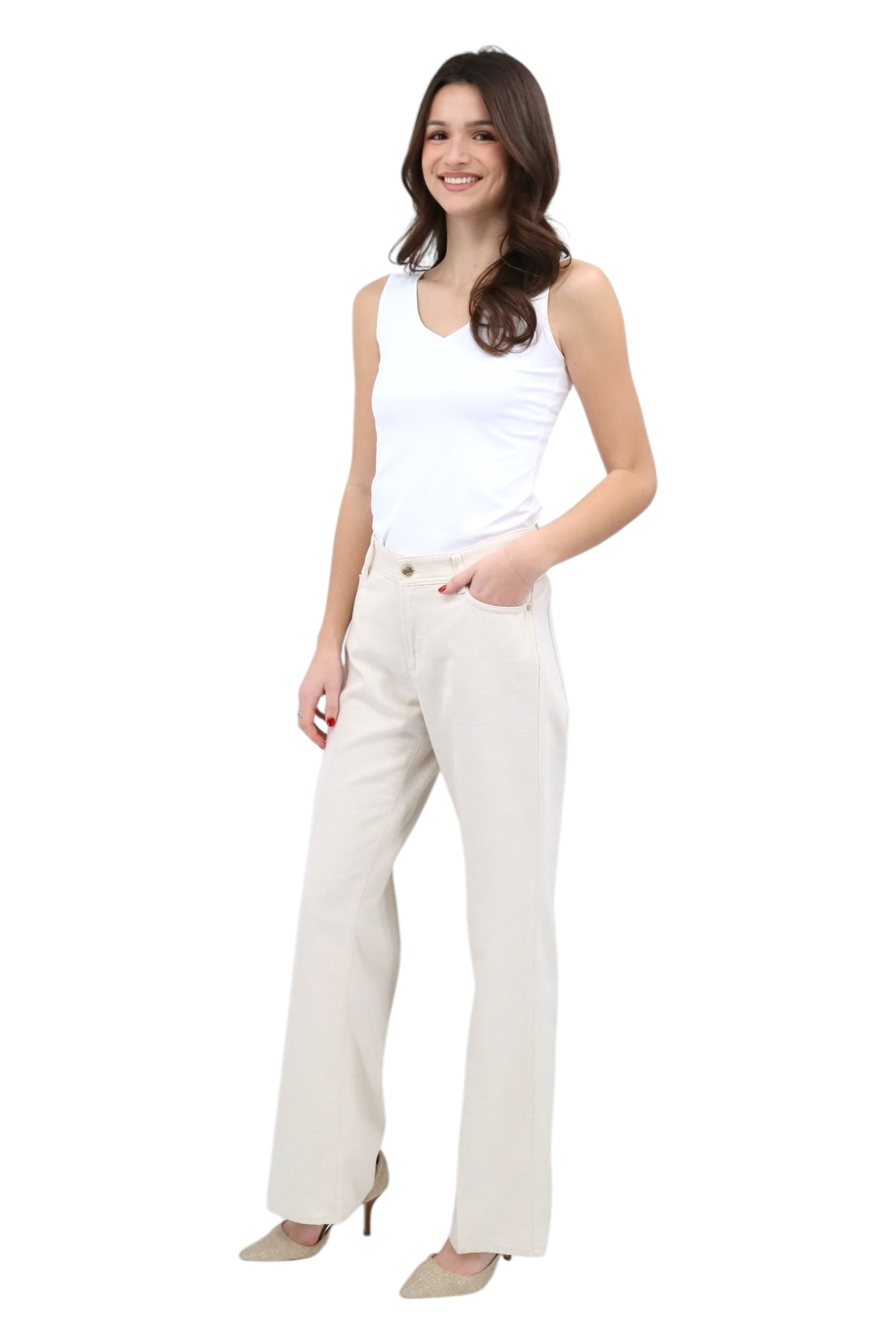 Maine Pant in Natural/Gold Lurex