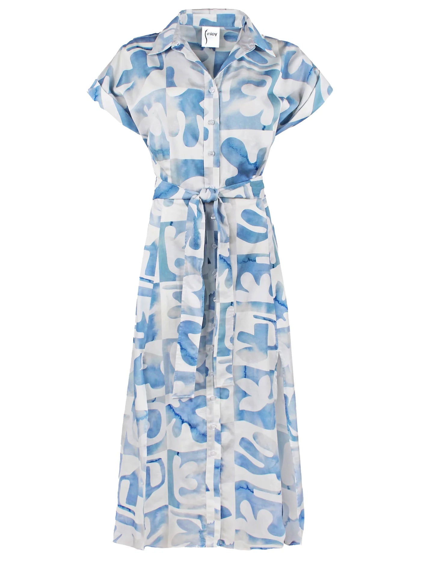 Chantel Shirt Dress in White/Blue Matisse