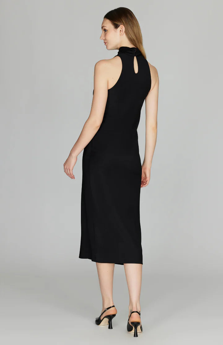 High Neck Cowl Dress in Black