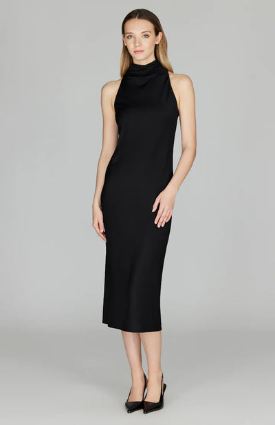 High Neck Cowl Dress in Black