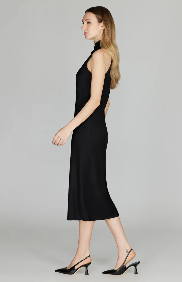 High Neck Cowl Dress in Black