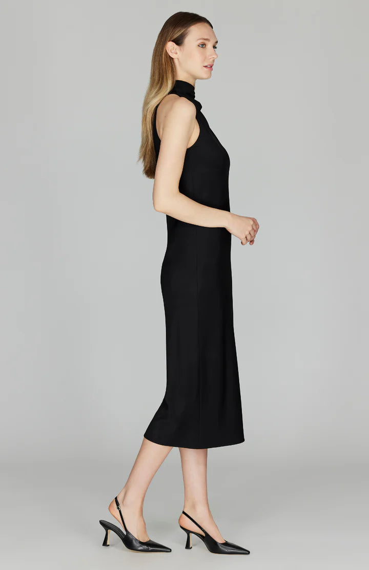 High Neck Cowl Dress in Black