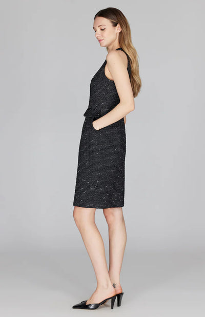 V-Neck Fitted Dress in Black