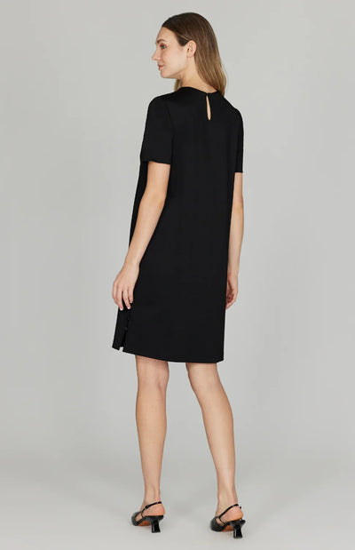 Matte Jersey Shift Dress w/ Side Slit Buttons