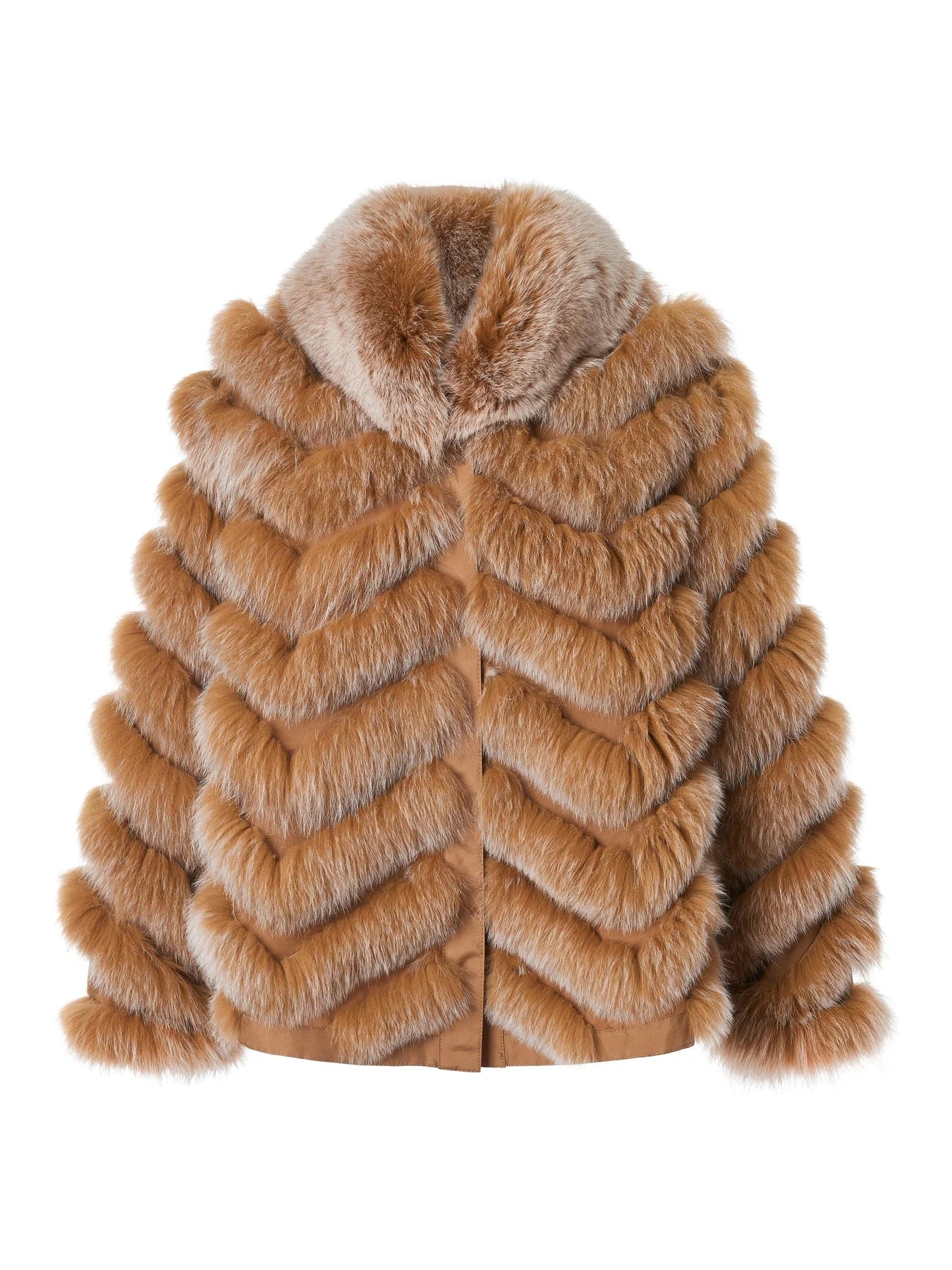 Silk Reversible Genuine Fur Jacket in Camel