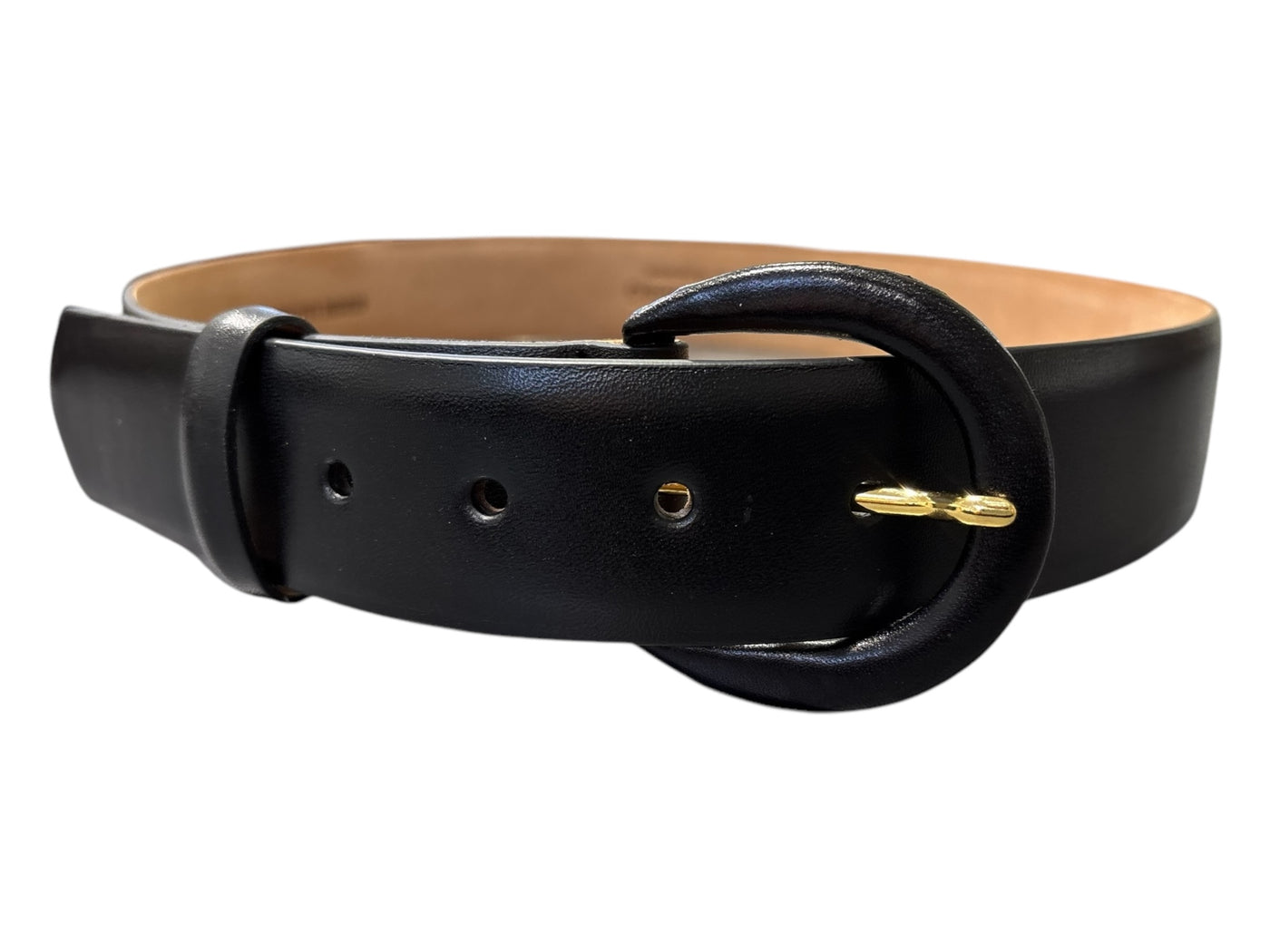 Monte Carlo Calf Belt with Covered Buckle in Black