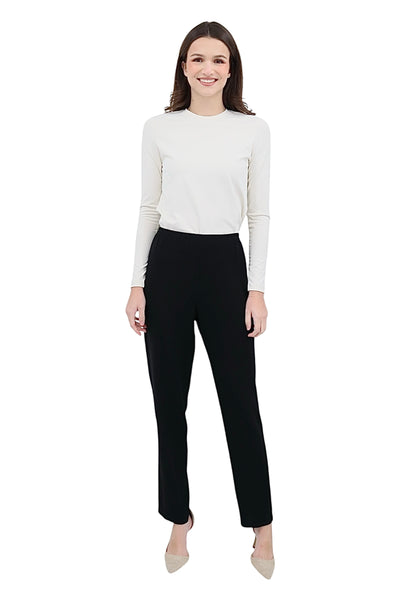 Supernova Matte Crepe Elastic Waist Cig Pant in Black