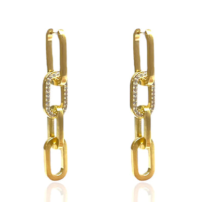 Gold Pave Rico Chain Earrings