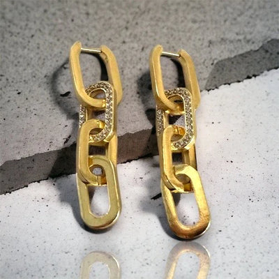 Gold Pave Rico Chain Earrings