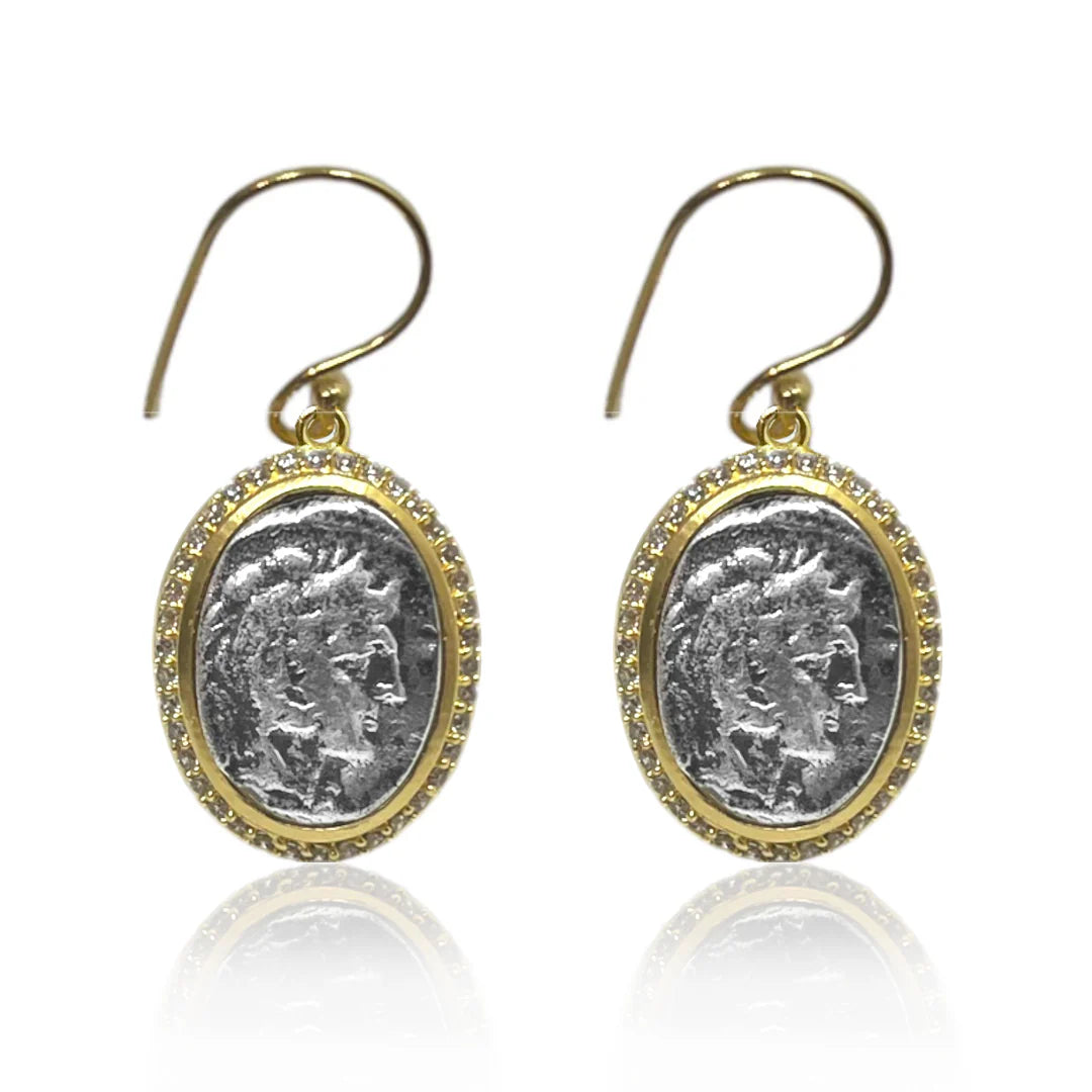 Mixed Metal Moneta Coin Earrings