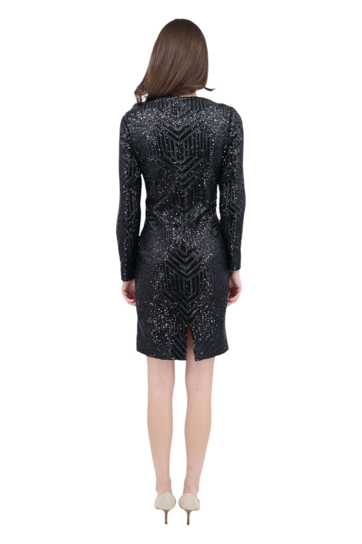 Art Deco Sequin Midi Dress in Black