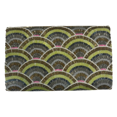 Abstract Kiwi Beaded Clutch