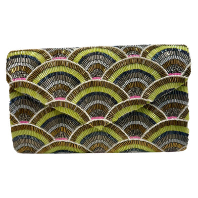 Abstract Kiwi Beaded Clutch