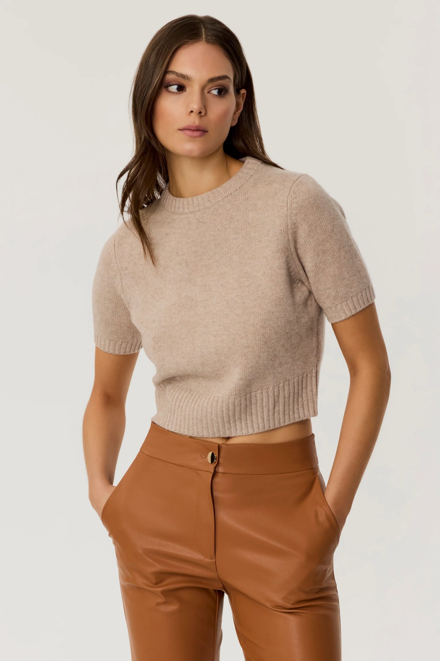 Elsie Pullover Sweater in Beige Melange