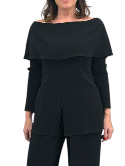 Long Sleeve Off The Shoulders Cuff Top in Black