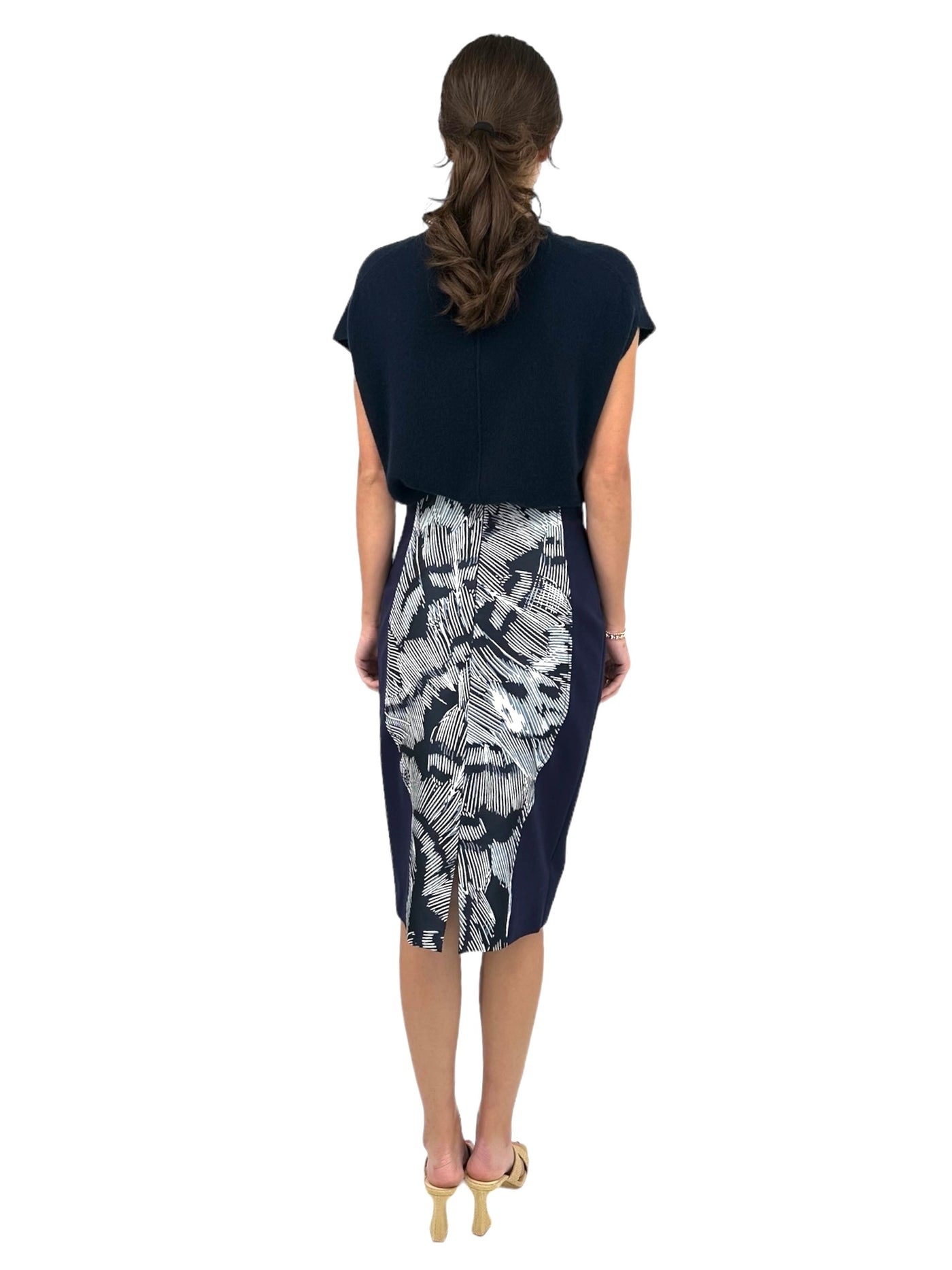 Navy Multi Pencil Skirt